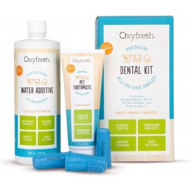 Oxyfresh Premium Pet Dental Kit for Dogs & Cats – Easy Solution for Dog and Cat Fresh Breath, Clean Teeth, Control Plaque & Tartar – Vet Formulated Pet Toothpaste 4oz + Water Additive 16oz Kit