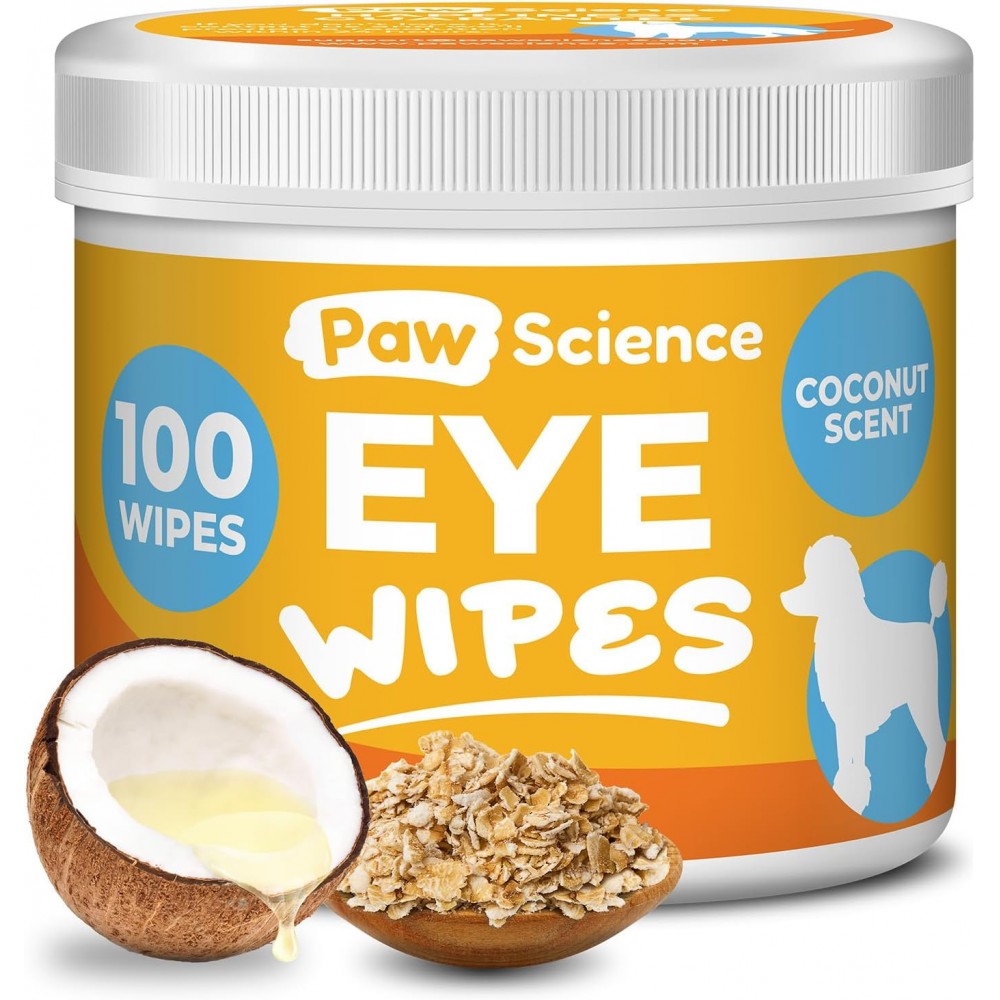 Dog Eye Wipes - Hypoallergenic Face & Eye Wipes for Dogs and Puppy - Pet Tear Stain Remover and Cleaner - Gently Cleans and Removes Discharge, Crust, and Gunk