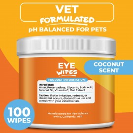 Dog Eye Wipes - Hypoallergenic Face & Eye Wipes for Dogs and Puppy - Pet Tear Stain Remover and Cleaner - Gently Cleans and Removes Discharge, Crust, and Gunk