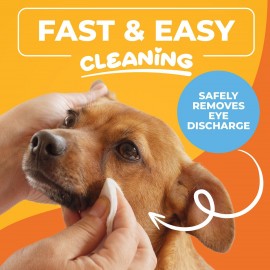 Dog Eye Wipes - Hypoallergenic Face & Eye Wipes for Dogs and Puppy - Pet Tear Stain Remover and Cleaner - Gently Cleans and Removes Discharge, Crust, and Gunk
