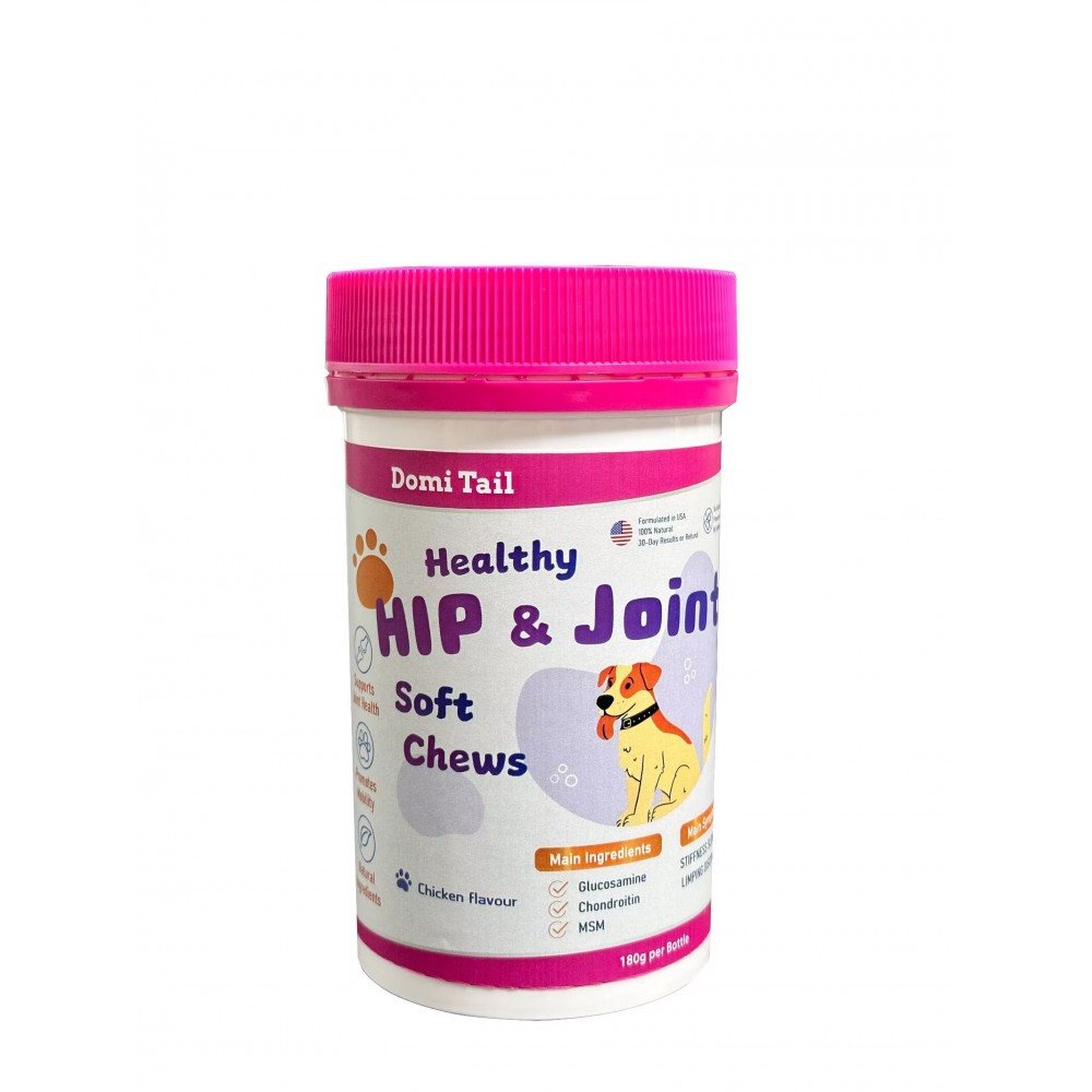 Domi Tail Hip & Joint Supplement for Dogs – Advanced Mobility Support – Glucosamine Chondroitin MSM & Turmeric – 120 Delicious Joint Care Chews – Vet-Recommended for All Breeds & Ages