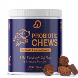 Probiotic Chews for Dogs | Supports Gut, Digestive & Immune Health | Helps with Itchy Skin, Yeast Imbalance & Allergies | Pumpkin Flavored Soft Chews | 90 Chews